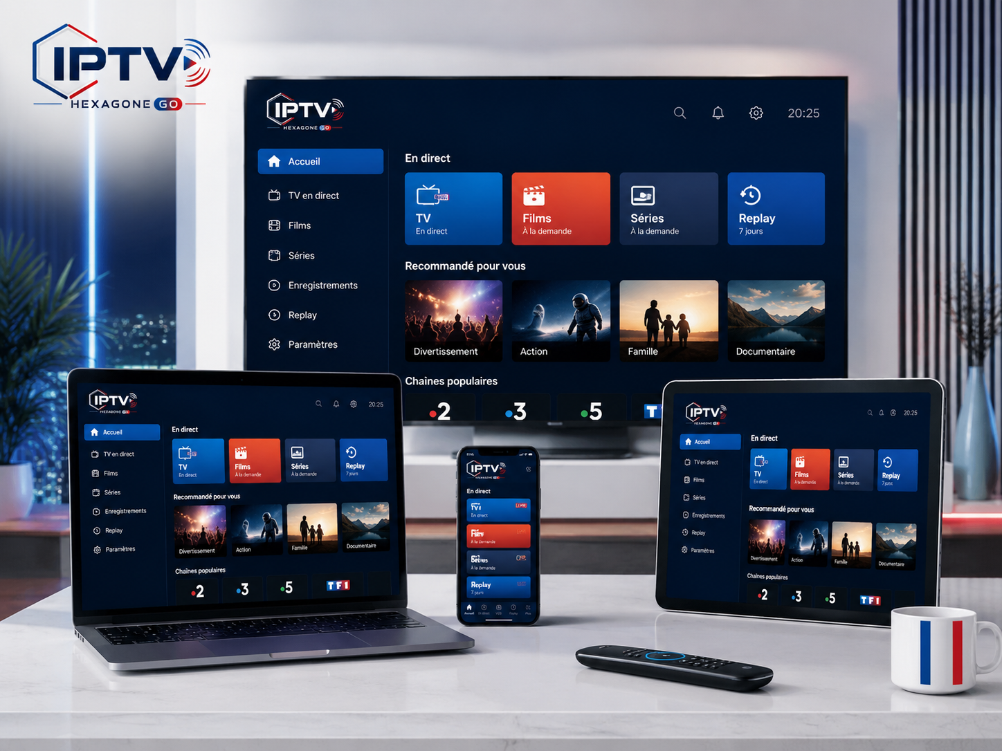 IPTV France compatible Smart TV, mobile, tablette, PC et box avec IPTV Hexagone